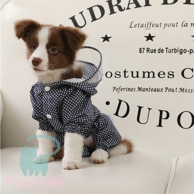 犬用レインコート レインカバー ドット柄 ドッグウェア 雨具 犬の服 犬