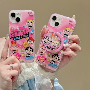 可愛 泡泡瑪特 哭娃 飛天小女警 防摔 磁吸支架 手機殼 iPhone17 16 15 14 13 12 pro max