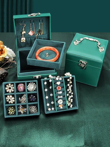 三層首飾收納盒皮革定制高檔奢華歐式精致戒指耳釘項鏈手鐲ins風