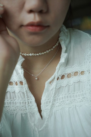 單顆珍珠項鍊 Swarovski 施華洛世奇 正圓強光 SV925/14KGF