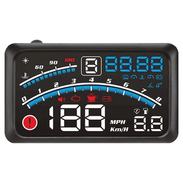 FLYone F4 彩色高清 HUD OBD2多功能抬頭顯示器 5.5吋  1個  黑色