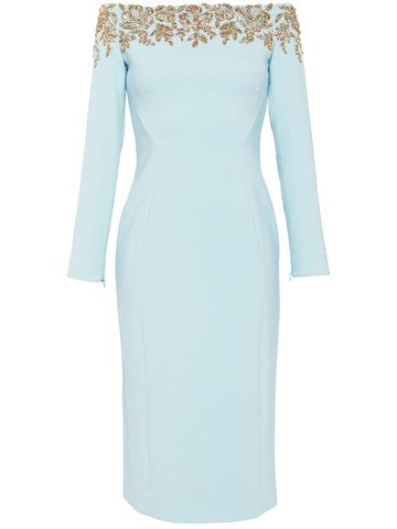 Jenny Packham - Rosabel crystal-embellished dress - women - Polyurethane/Polyester/Polyester - 8 - Blue