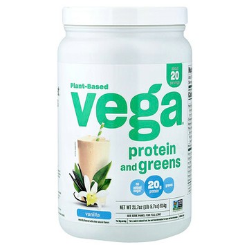 Vega, 植物基蛋白質和綠色蔬菜，香草味，1 磅，5.7 盎司（614 克）