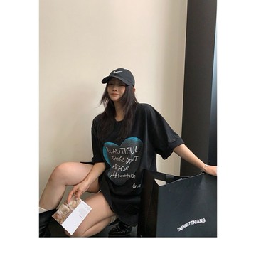 【RICECAKE & OISIS】美式印花 愛心字母 短袖t恤 高級感 百搭 oversize 上衣 女