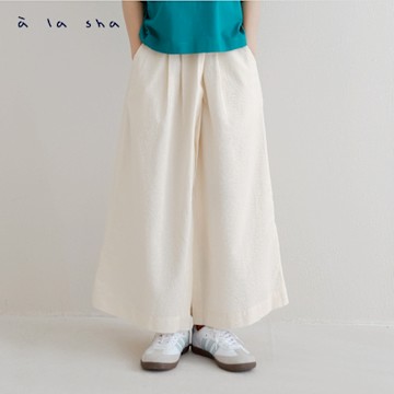 a la sha 打摺直條緹紋寬褲裙