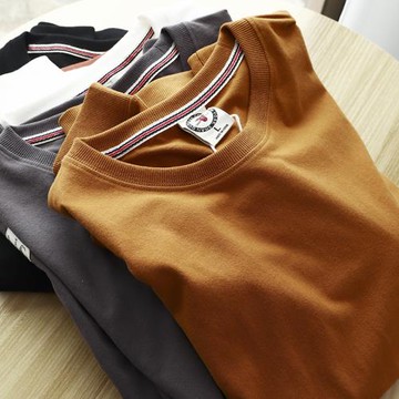 重磅品質 加固螺紋外貿男裝尾貨夏季休閑純棉圓領短袖純色T恤打底