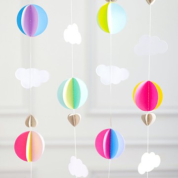 寶寶周歲兒童生日派對布置拉旗 氣球掛飾 幼兒園卡通立體吊墜拉條