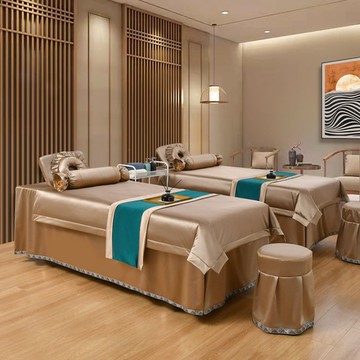 免運    美容院床罩  夏季美容床罩高端美容院輕奢采耳按摩理療床套支持訂製客製化和印LOGO