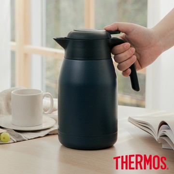 THERMOS膳魔師 不鏽鋼黛藍風韻按壓式真空保溫壼1500ml(THS-1501-BBK)
