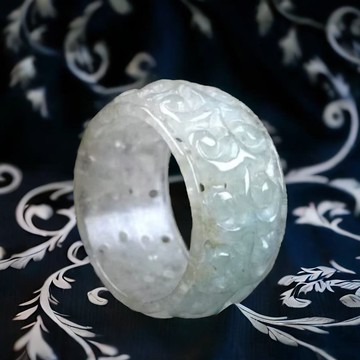 冰種翡翠雕花戒指 | 國際14圍 | 天然緬甸玉翡翠A貨 | 送禮