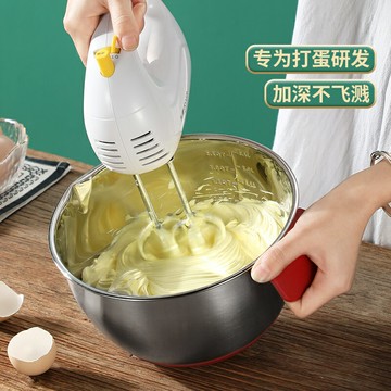 304不銹鋼打蛋盆帶刻度和面盆調料盆家用雪花酥奶油烘焙工具手柄