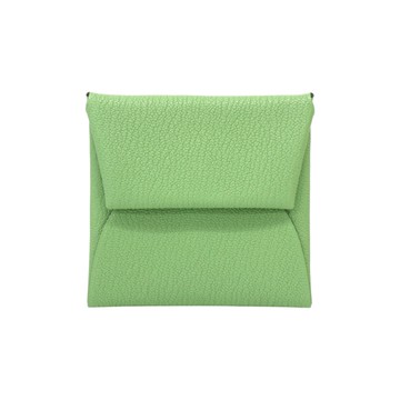 HERMES 愛馬仕 酪梨綠 Chevre羊皮 Bastia 按扣 零錢包 W刻 【二手名牌BRAND OFF】
