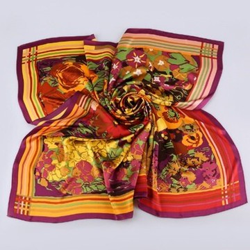 絲巾桑蠶絲圍巾-時尚流行亮彩印花女配件4色73hx46【獨家進口】【米蘭精品】