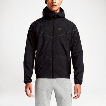 美國百分百【全新真品】Nike 連帽 外套 耐吉 風衣 快乾 運動 路跑 防水拉鏈 男 LOGO 黑色 XS號 F732