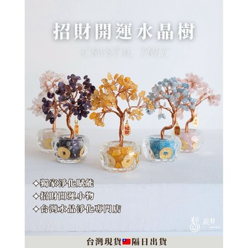 《招財水晶樹・開運水晶》帶來好運的小物 招財樹 發財樹 淨化磁場 桌上小物 交換禮物 聚寶盆水晶樹 療癒小物