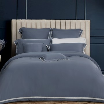 80支天絲新品_東妮寢飾(雙人/加大/特大)環保印染100%天絲™萊賽爾素色被套床包組／深海