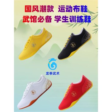 龍拳兒童武術小白鞋跆拳道太極訓練功帆布鞋男女小學生太極功夫鞋