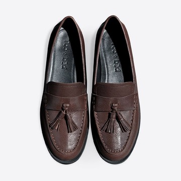 羊皮流蘇粗跟樂福鞋 | 西班牙手工 | 復古通勤一腳蹬