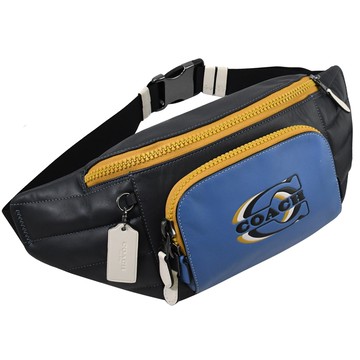 COACH CE552 經典壓印LOGO撞色腰包/胸口包.午夜藍