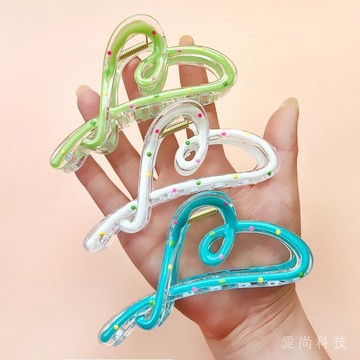 網紅 糖果色 滴油 波點 愛心抓夾少女氣質後腦勺盤髮夾髮卡洗澡鯊魚夾