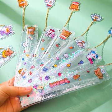 軟尺子卡通入油透明直尺書簽尺15cm繪畫制圖工具可彎曲學生用多功能創意繪圖尺刻度尺學習用品