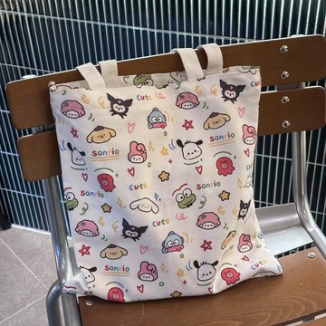 臺灣現/🎀帆布包 單肩包 手提包爆款卡通帆布2025帆布包新款帆布百搭大容量通勤單肩包百搭帆布包