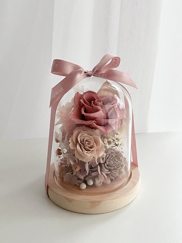 永生玫瑰花中鐘罩