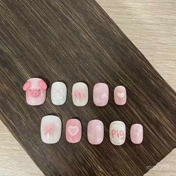 ✨Hannah✨立體手工穿戴甲短款穿戴甲純手工可愛穿戴甲可愛立體小衆穿戴甲純手工穿戴甲 C5NX