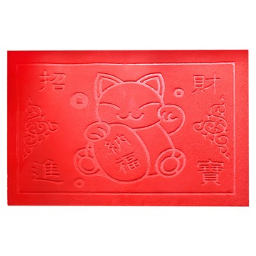 G+居家 絲絨刮沙泥除塵地墊 招財貓  亮紅色  1個  58 x 38cm