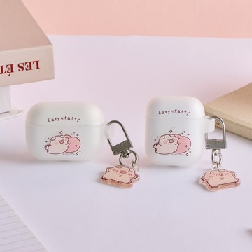 胖才可愛飛撲愛心強悍防摔AirPods保護套(附吊飾)
