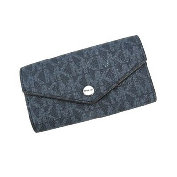 Michael Kors COOPER滿版LOGO壓扣鑰匙包36U9LGFK1B(藍)