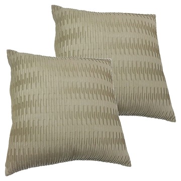 J&N 仿皮摺紋抱枕 2入組 - 舒適居家裝飾 提升生活品味  60 x 60cm  米