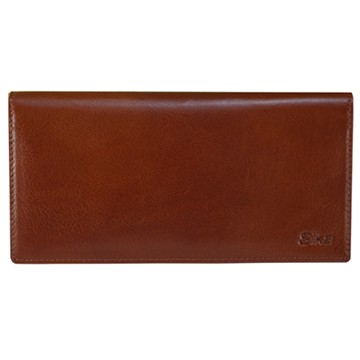 Sika義大利時尚真皮中性素面長夾A8202-01原味褐