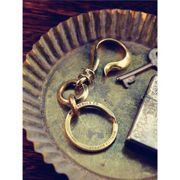 手工制作純黃銅精拋光圓弧厚實質感簡約汽車鑰匙扣摩托車鑰匙鉤扣