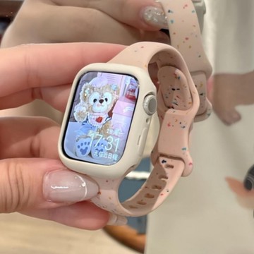 新款超薄可愛軟殼 + 矽膠錶帶適用於 Apple Watch S10 46/42mm Ultra 49mm 45 44m