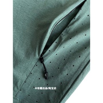 科技速干日單側邊網眼透氣拉鏈口袋短袖T恤男機能涼感寬松半袖潮