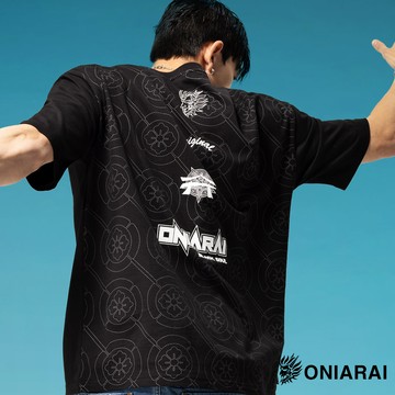 【買1送1↘滿額再折㊙】潮流側鬼元素落肩短TEE - BLUE WAY 鬼洗い