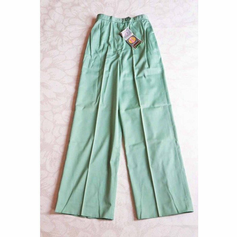 昭和レトロ パンツ パンタロン ポリエステル 綿 グリーン ワイドストレート 春夏 60年代70年代 レディースファッション 通販 Lineポイント最大0 5 Get Lineショッピング