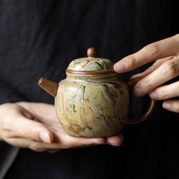 覓己敦煌油畫柴燒茶壺陶瓷泡茶喝茶家用茶水壺單壺泡茶器功夫茶具
