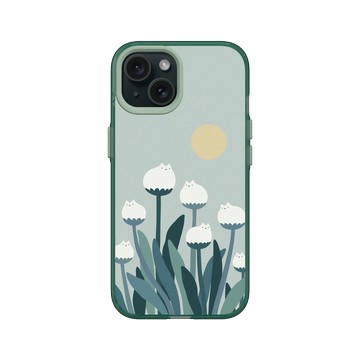 iPhone 15 Clear 憂墨綠 - ilovedoodle (Lim Heng Swee) - White Cat Flowers - 白貓花朵
