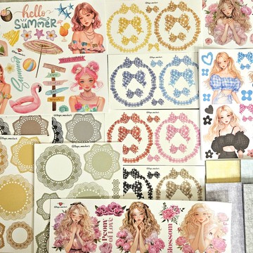 組合價 5% OFF — 七月復古風情手帳 6 件式貼紙組