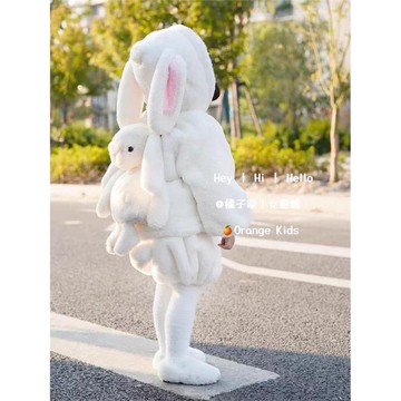 Orange Kids🍊超萌兔耳朵女童毛毛外套 台灣出貨 女寶寶保暖套裝 加绒加厚外套 女寶冬裝 小中童裝 兒童外套套裝