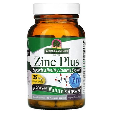 Nature's Answer, 鋅 Plus，25 毫克，60 粒素食膠囊