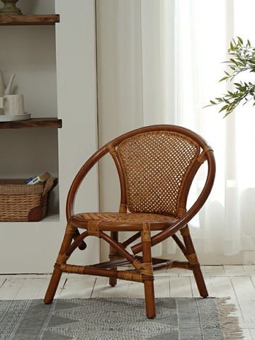 藤編復古靠背椅民宿風家用小靠椅中式日式兒童小椅子陽台廚房矮凳 幸福驛站