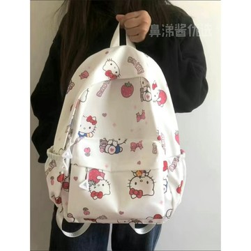 ✨壹灣出貨✨印花塗鴉學生女背包防水雙肩包三麗鷗kt貓小衆百搭書包韓係少女 OZAU