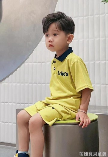 男童polo衫运动套裝中小童华夫格短袖短褲套装中大童休闲套裝 親子裝 男童套裝 男童運動套裝 男童短袖套裝 多色可選