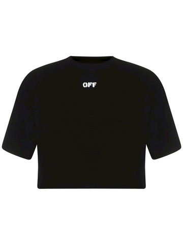 Off-White Off Stamp Ribbed Cropped T-shirt
