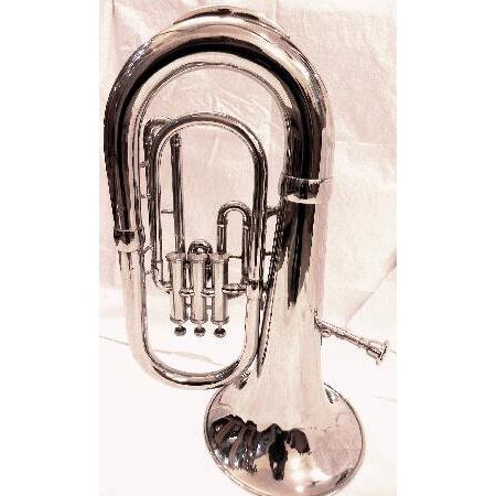 SILVER BRASS VALVE EUPHONIUM WITH MOUTH PIECE AND CARRY BAG