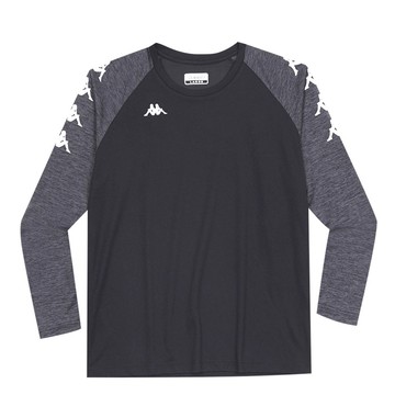 KAPPA義大利 時尚男吸溼排汗圓領衫 黑/深灰麻花 321E2LW005