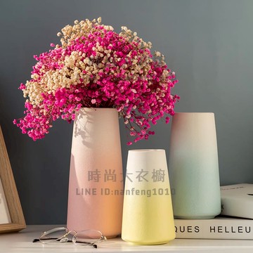 創意北歐干花藝術花瓶擺件陶瓷客廳裝飾餐桌百合鮮花插花水培器皿【時尚大衣櫥】